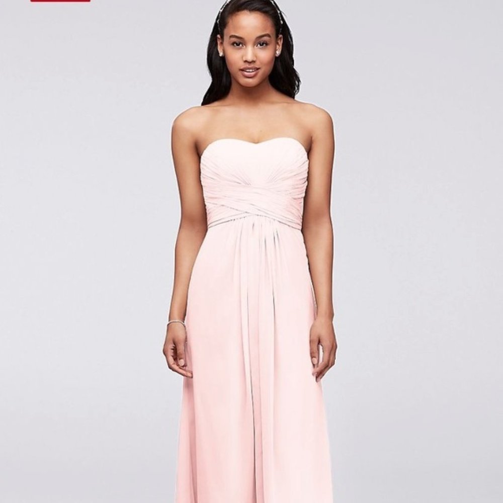 David's Bridal Long Bridesmaid Dress - Petal Pink, Size 4